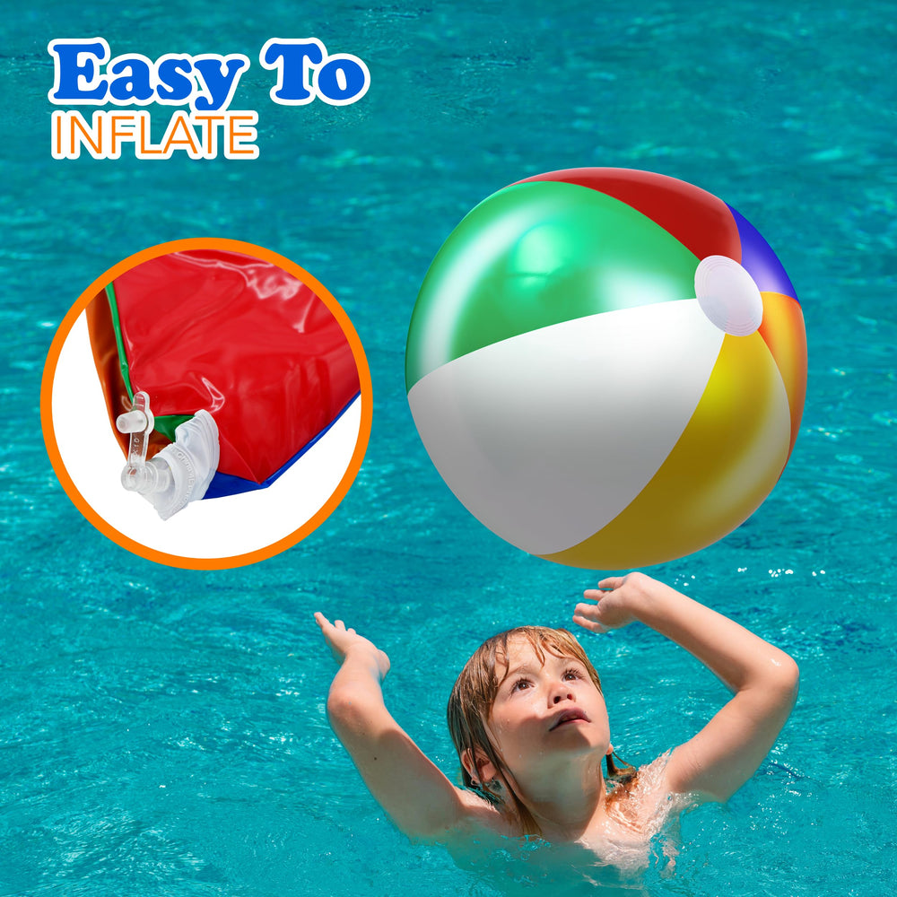 Close-up of durable sewn seams on 4E's Novelty 20in beach ball