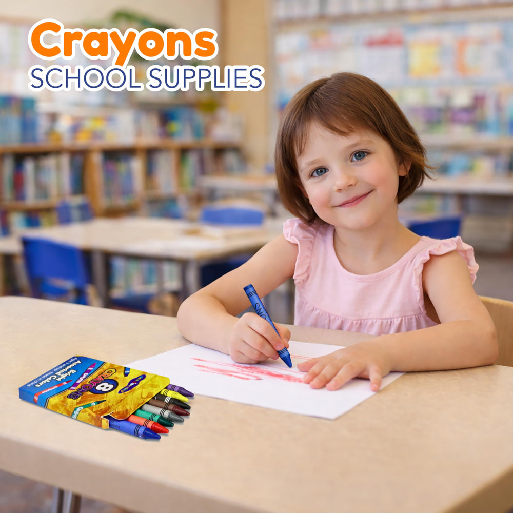 4E's Novelty colorful-crayon packs on shelves attract young learners