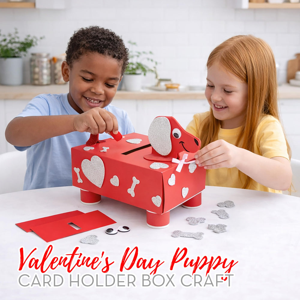 4E's Novelty Valentines Mailbox puppy design inspires classroom card exchanges