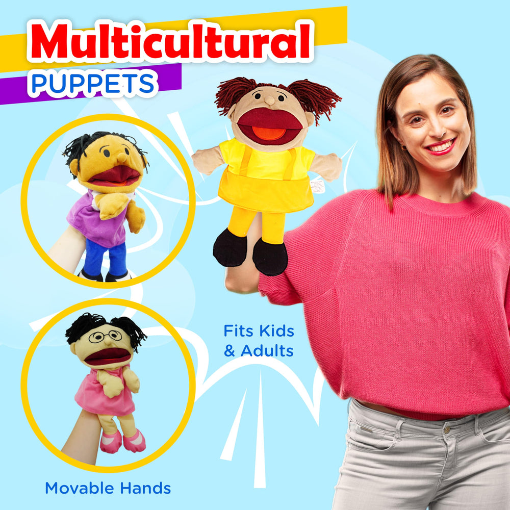 4E's Novelty puppets demonstrating movable mouth and hands in action