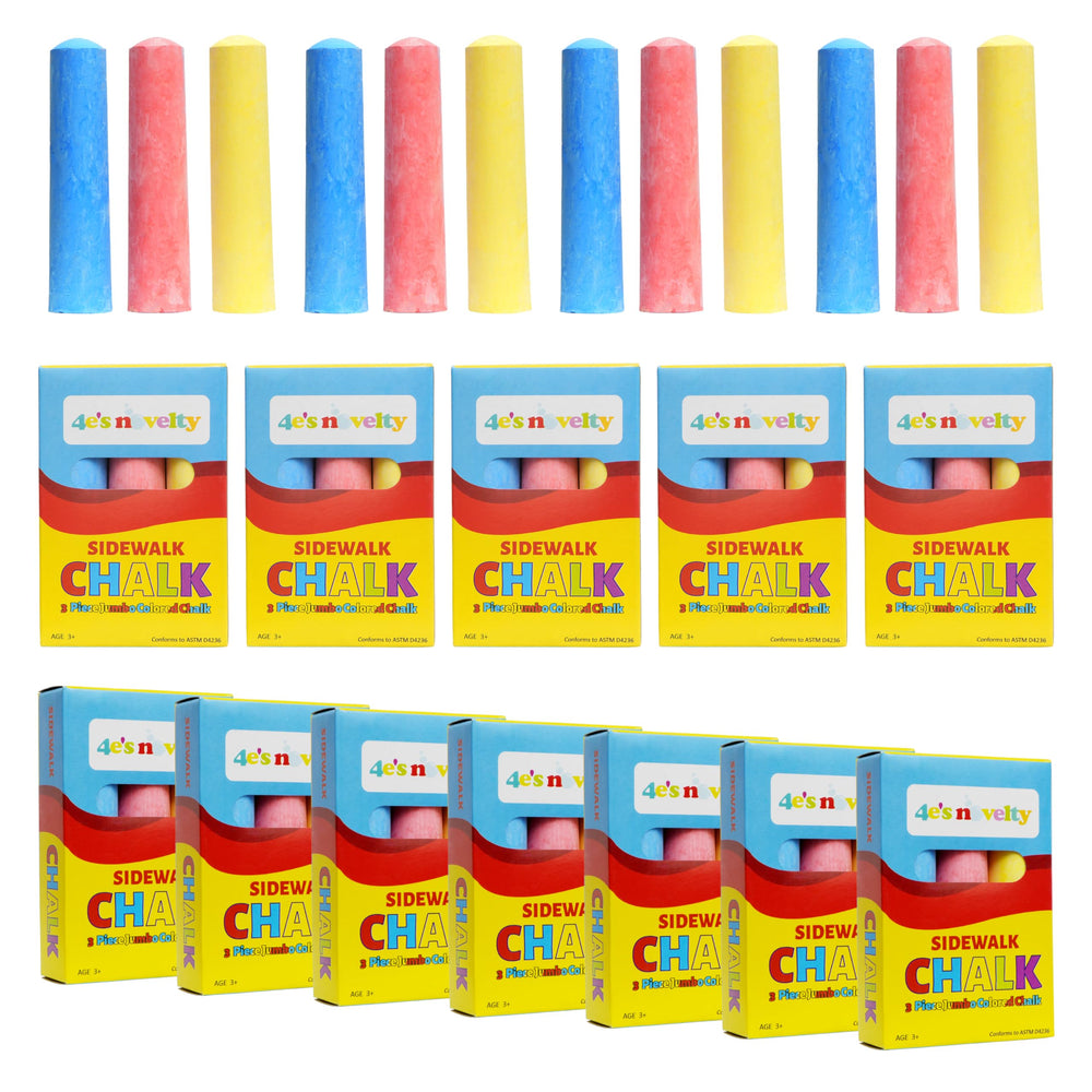 4E's Novelty sidewalk chalk 12-box pack displayed for outdoor art and party use