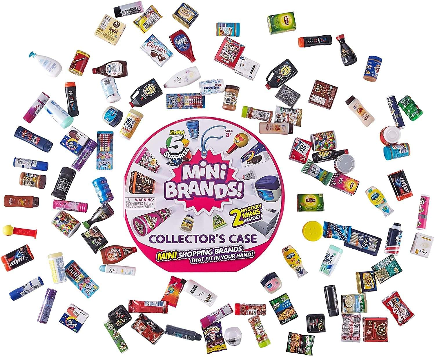 Inside the 5 Surprise Mini Brands case, mystery minis await discovery.