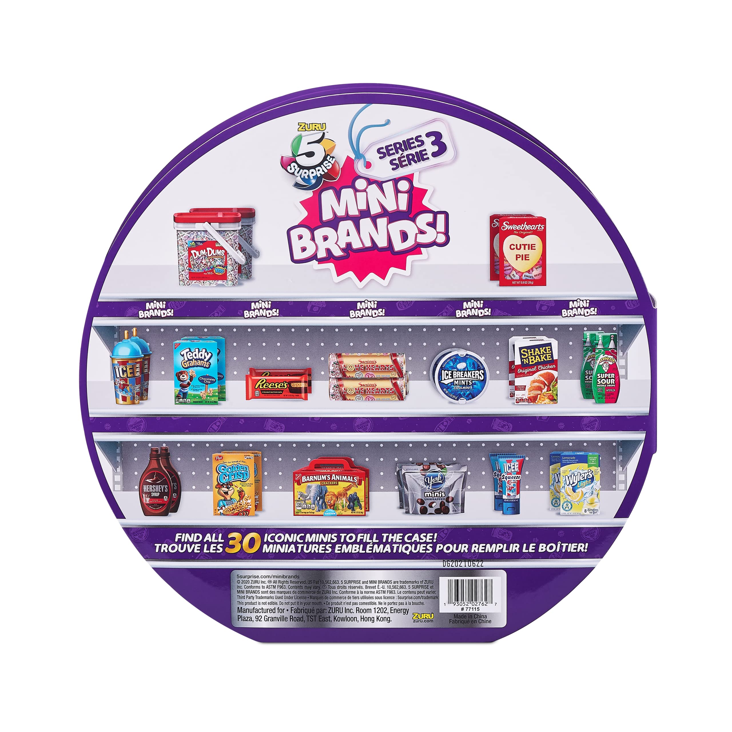 Inside view shows display-ready Mini Brands Series 3 minis organized neatly