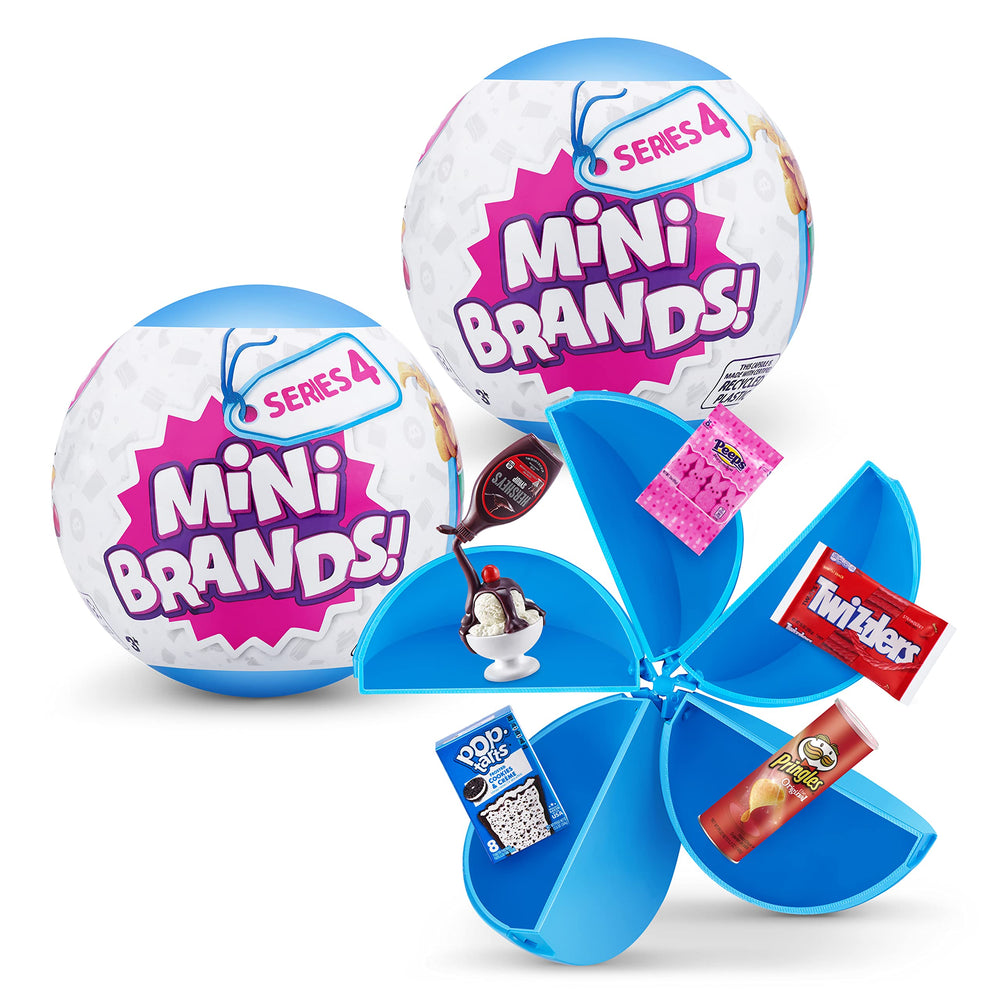 5 Surprise Mini Brands Series 4 unboxing moment with vibrant capsules for imaginative play