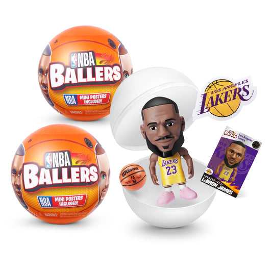 5 Surprise NBA Ballers Series 1 capsule front shows collectible NBA player figure for display