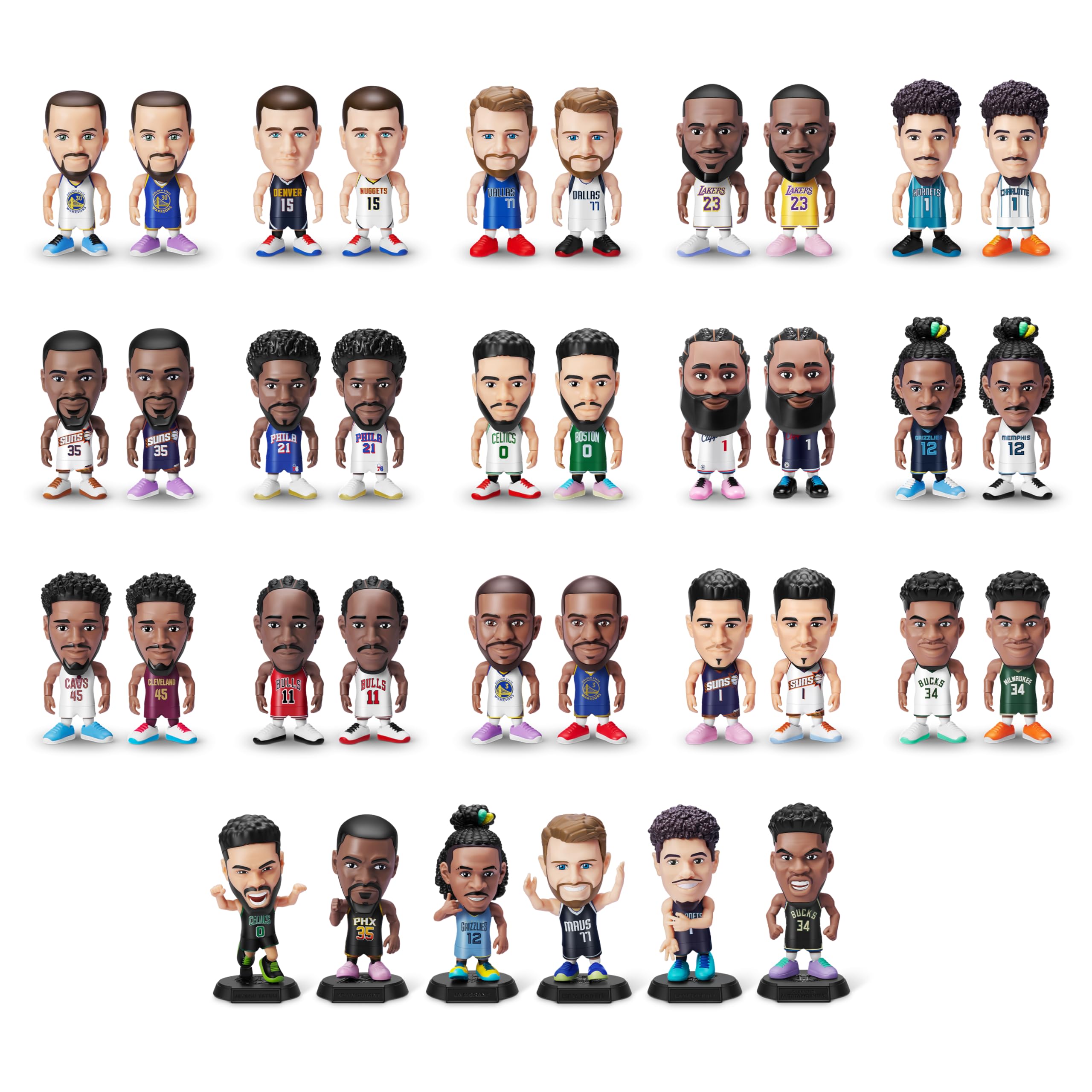 5 Surprise NBA Ballers Series 1 City Edition figurines in ultra-rare jerseys