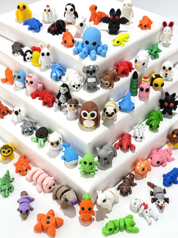60Pcs Random 3D Printed Animals figurine-1 for tactile focus and calm play.