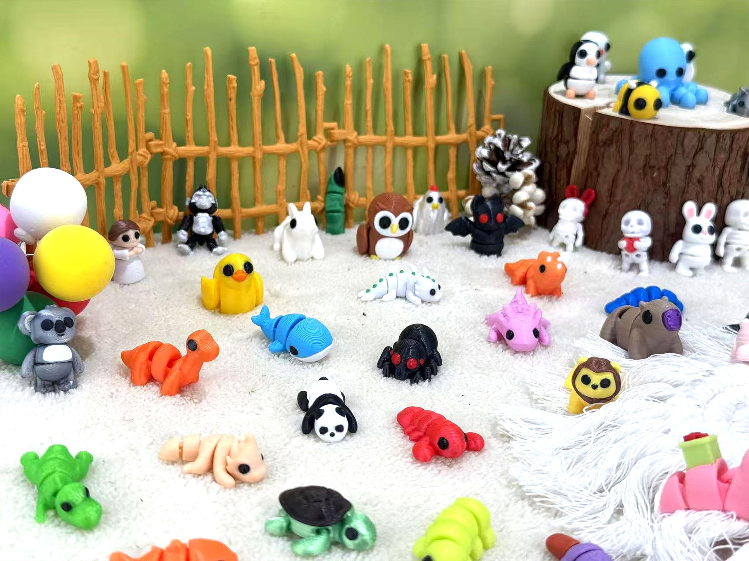 60Pcs Random 3D Printed Animals figurine-4 designed for posing and storytelling.