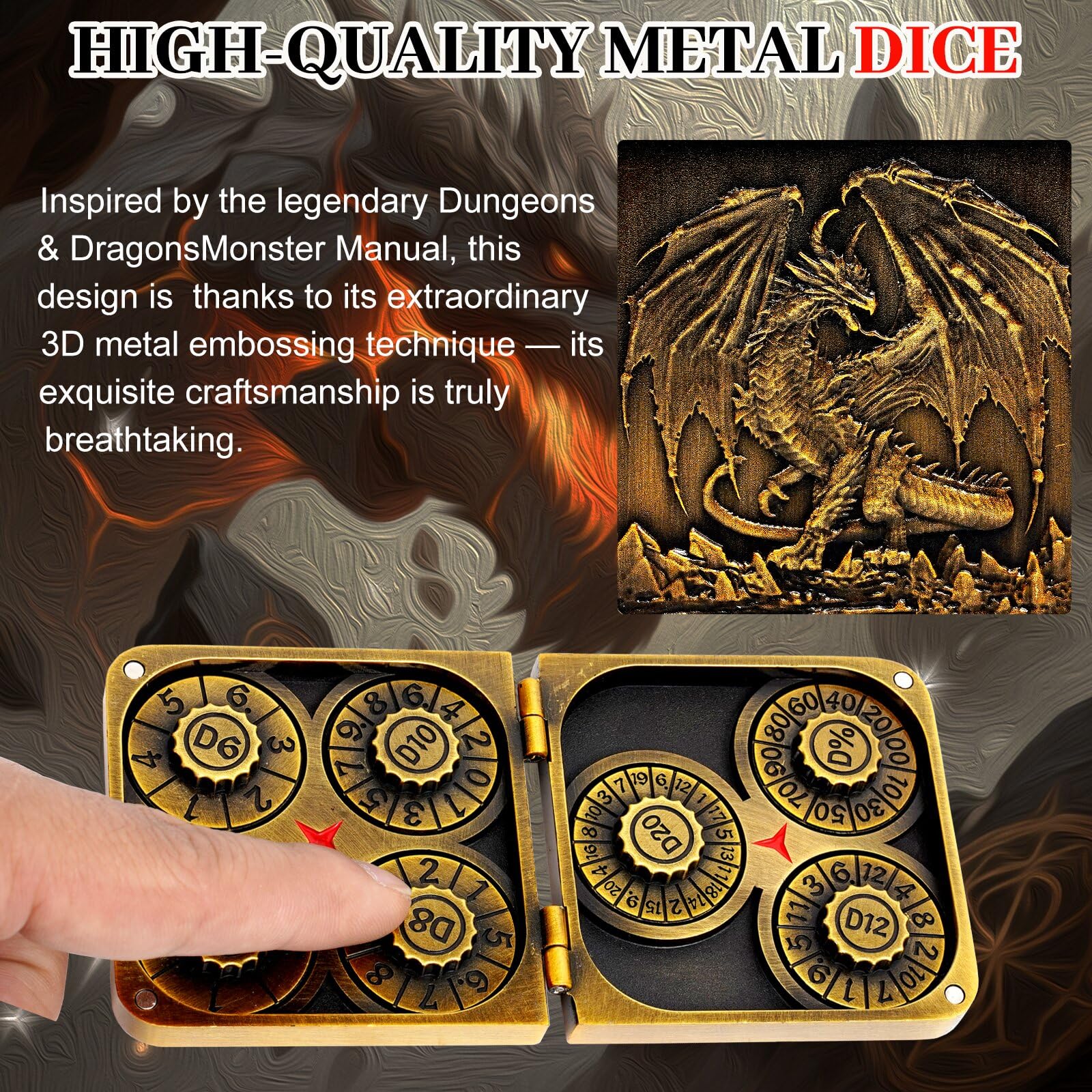 7-in-1 dice spinner portable and durable for on-the-go play.