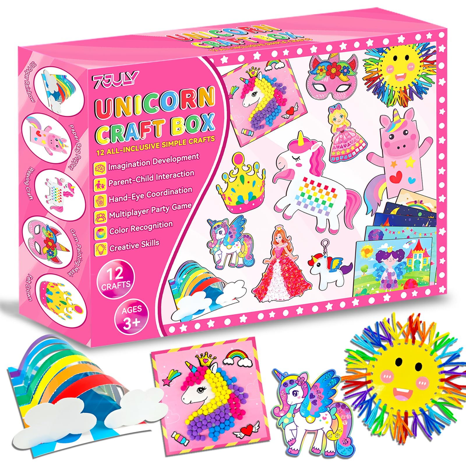 7july Unicorn Craft Box cover featuring a sparkling unicorn design for imaginative play