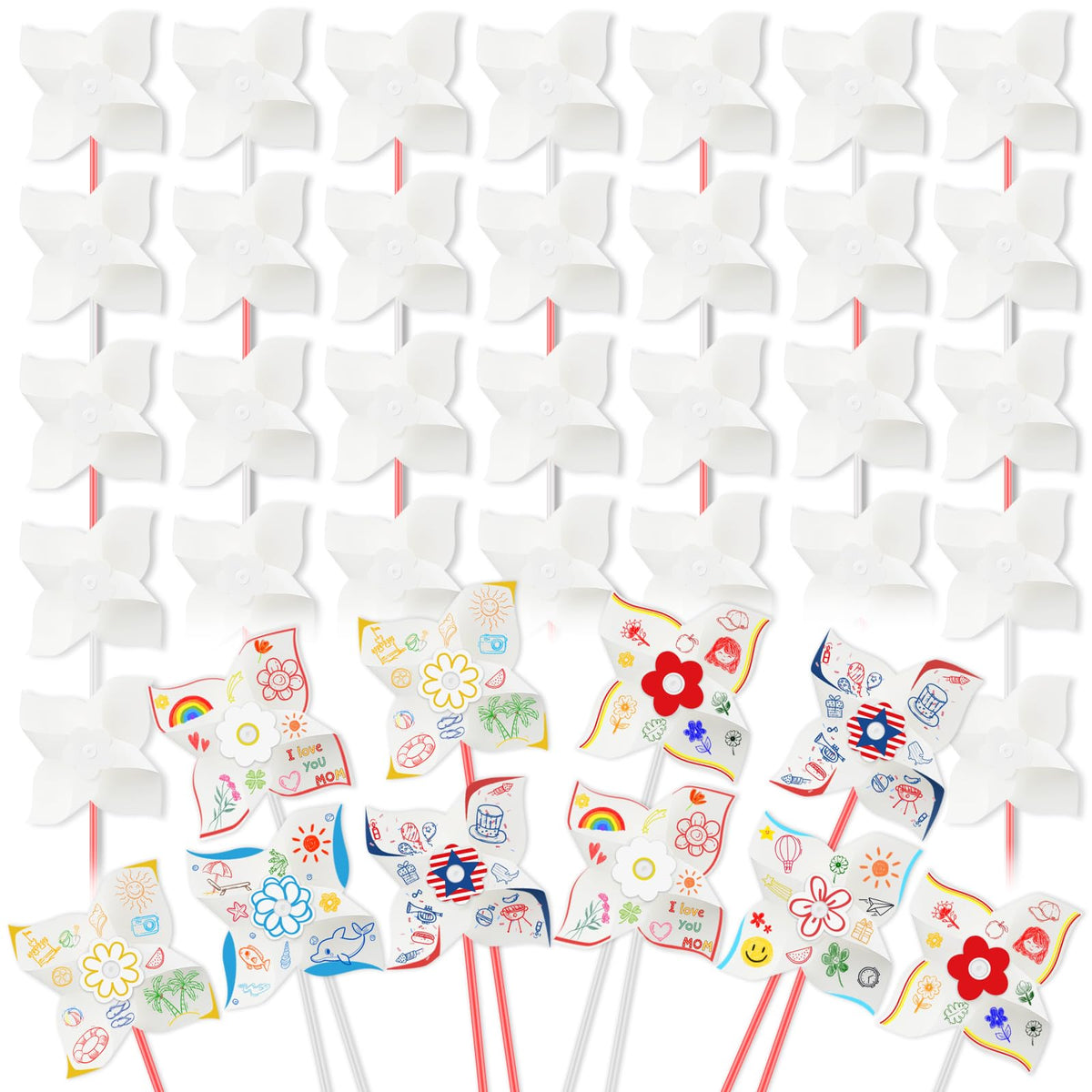 80UncleKimby pinwheels with blank white surface for personalized art projects