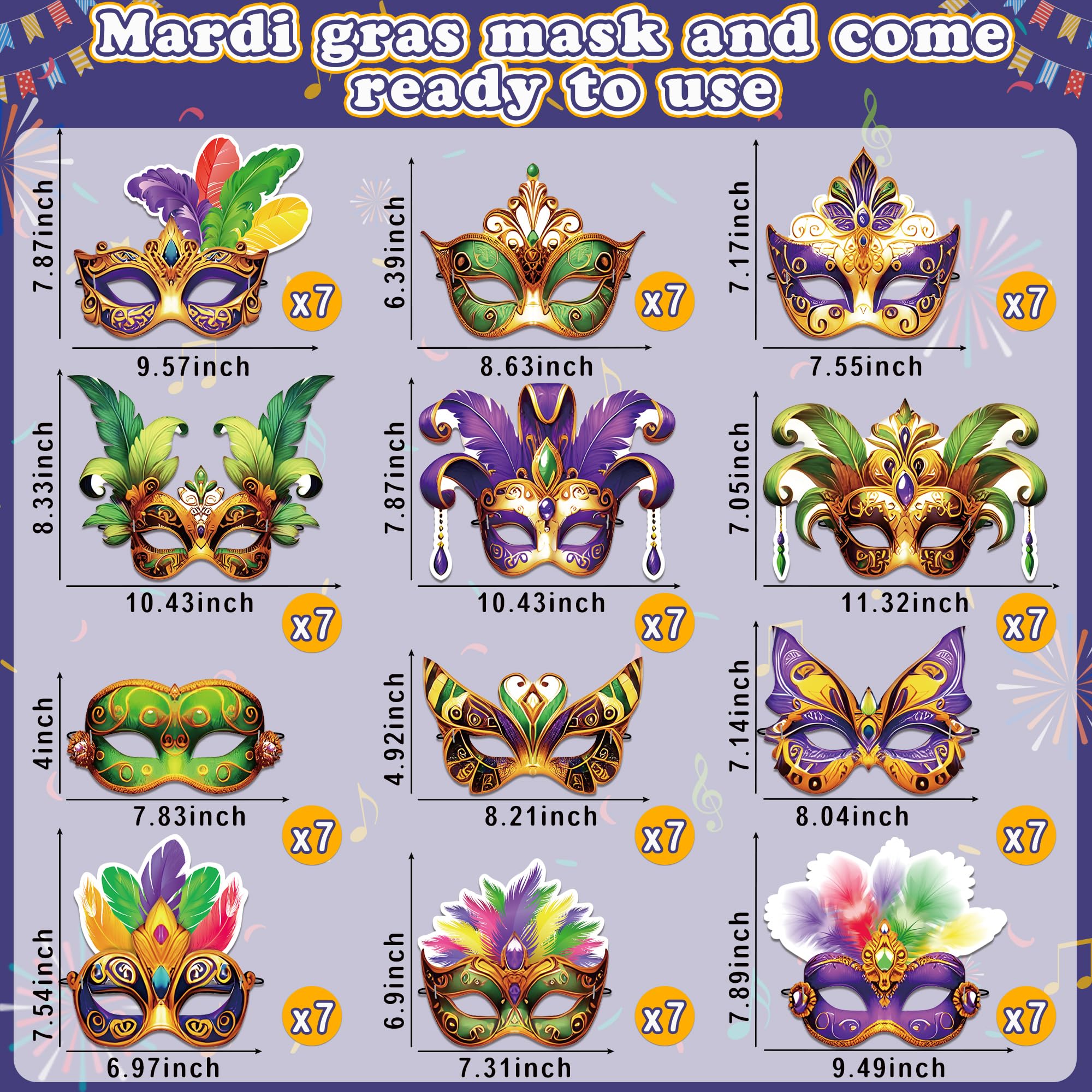 80UncleKimby Mardi Gras mask design 4 – playful shapes for interactive party favors.