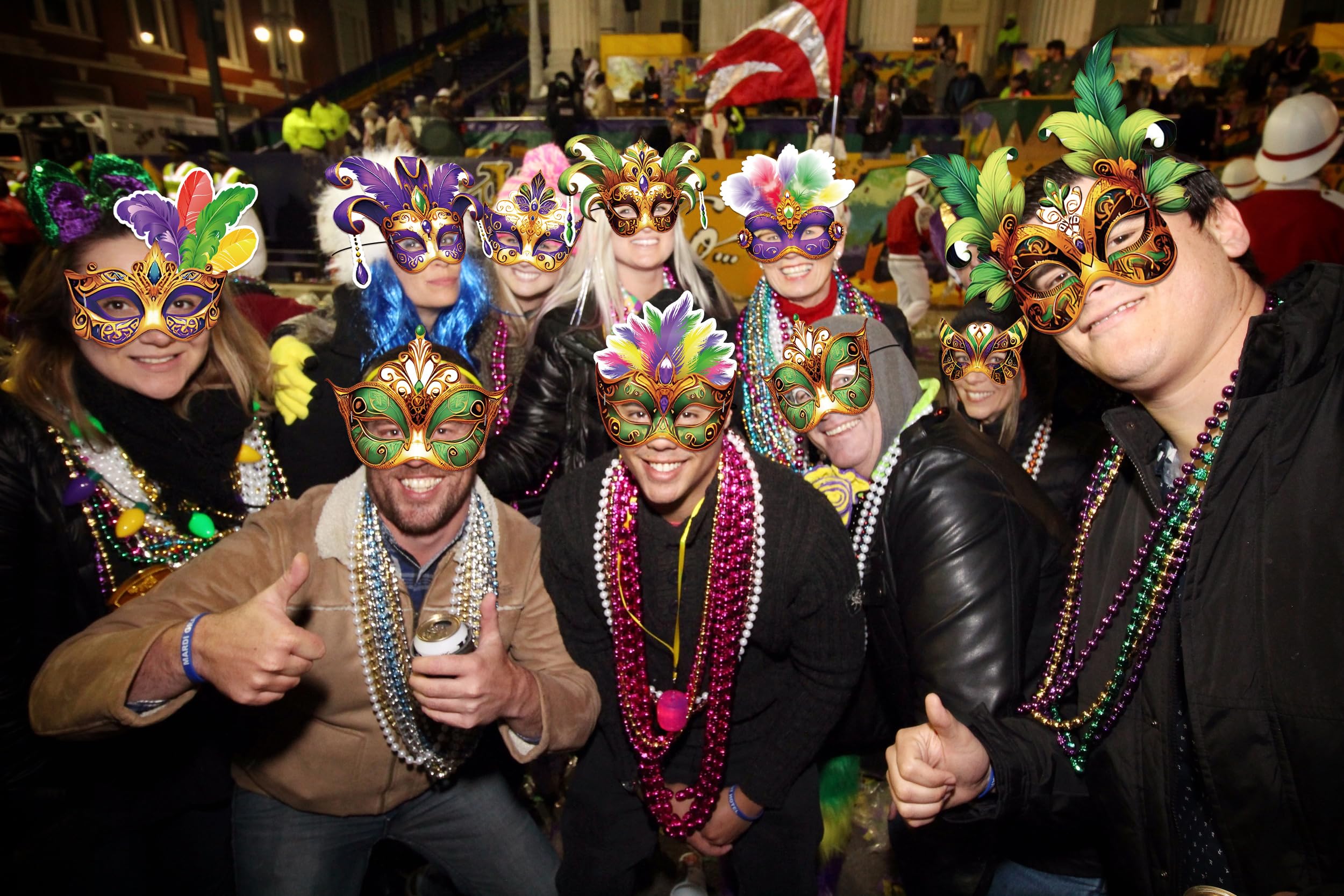 80UncleKimby Mardi Gras mask design 6 – adjustable straps ensure secure fit.