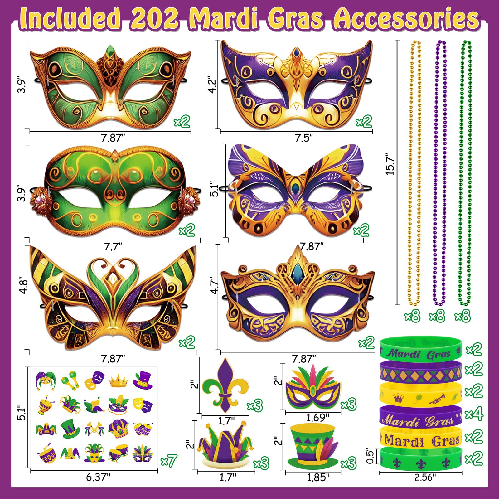 80UncleKimby Mardi Gras wristbands, assorted colors, boost attendee interaction and group visibility.