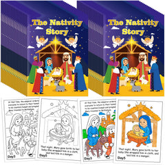 90shine 36-piece nativity coloring book set for classroom activities.