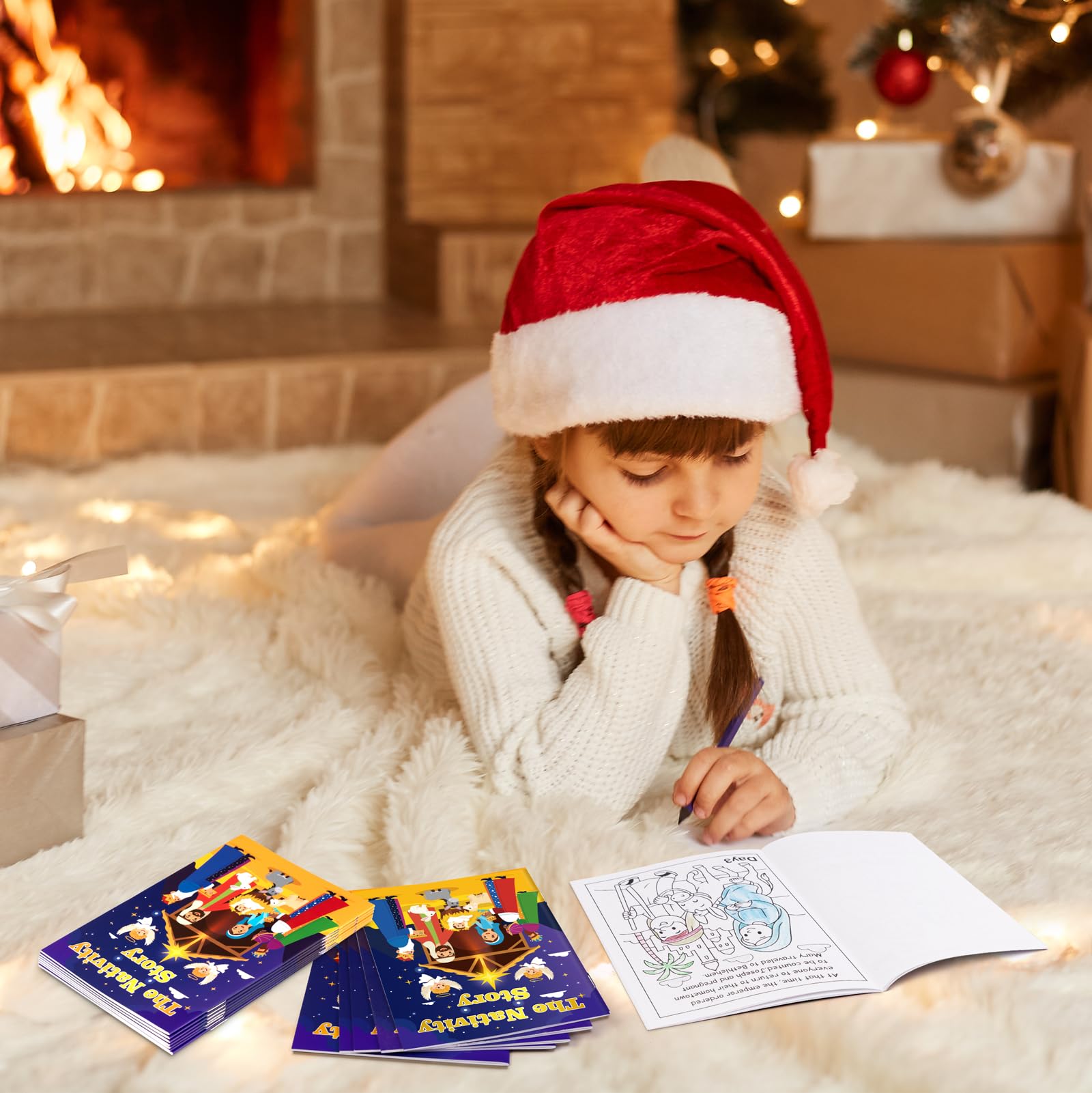 90shine coloring books used as festive party favors for Christmas events.