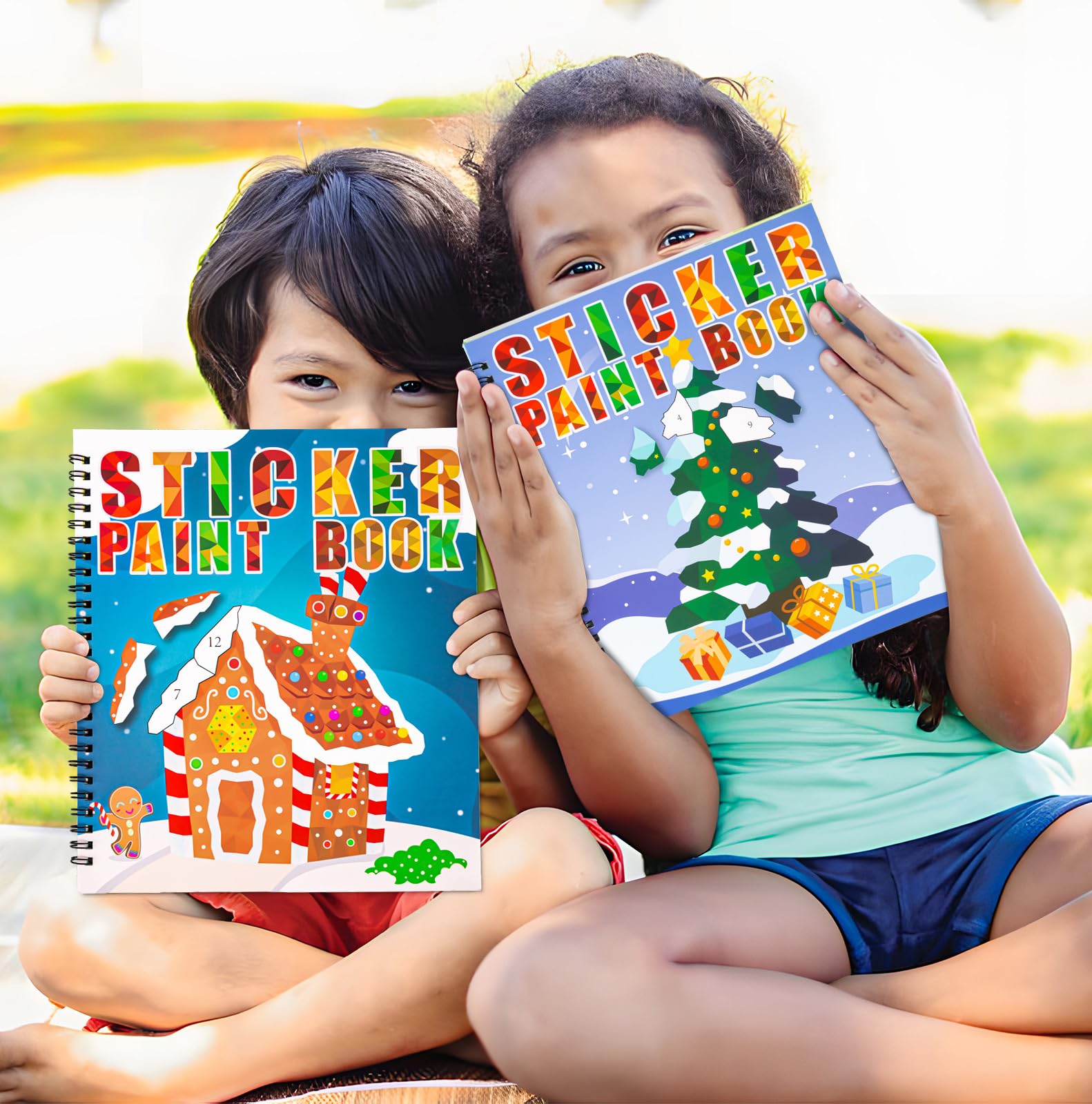90shine Christmas sticker paint book candy-cane page for bright, easy holiday art