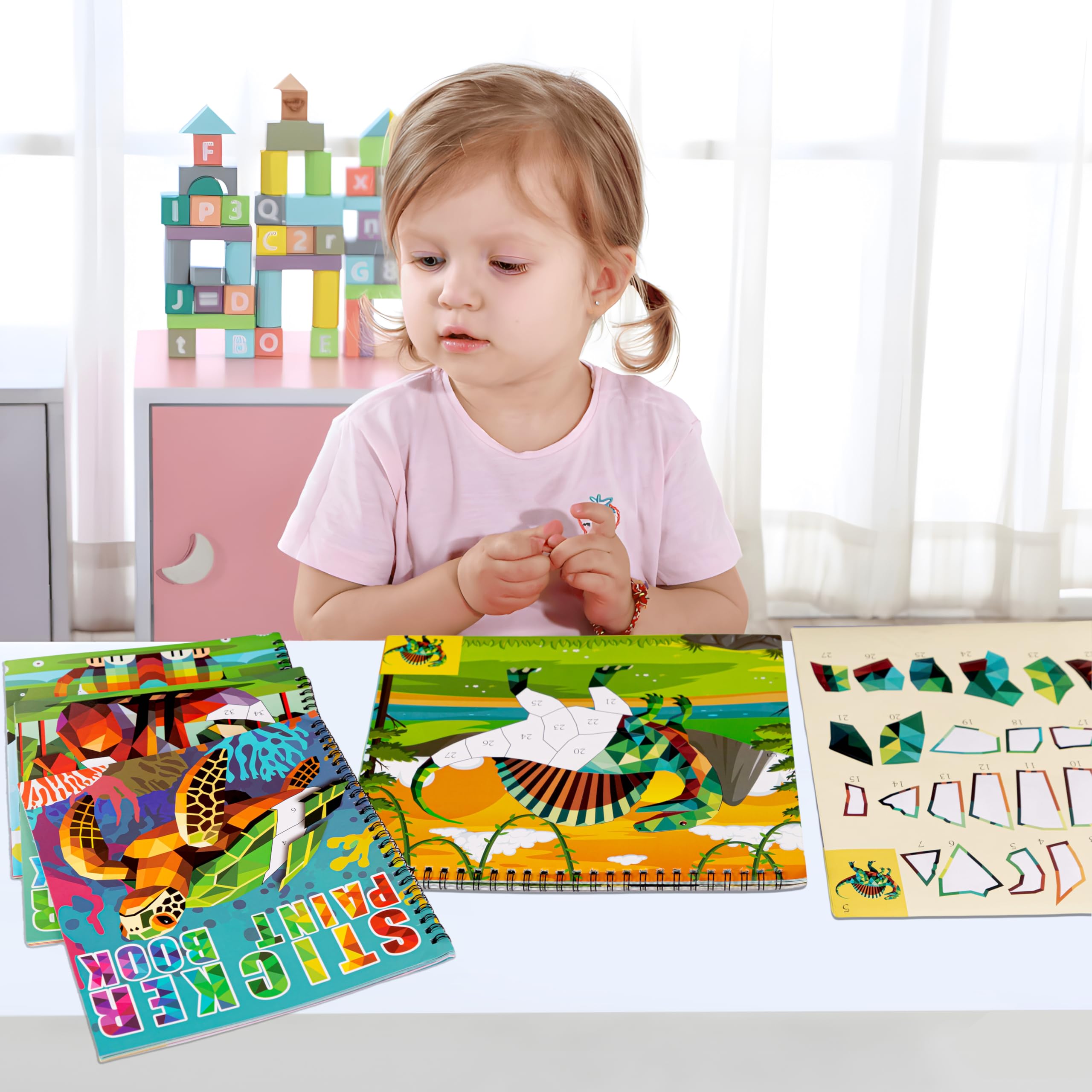 90shine dinosaur sticker-page shows bright dinos for color matching and storytelling