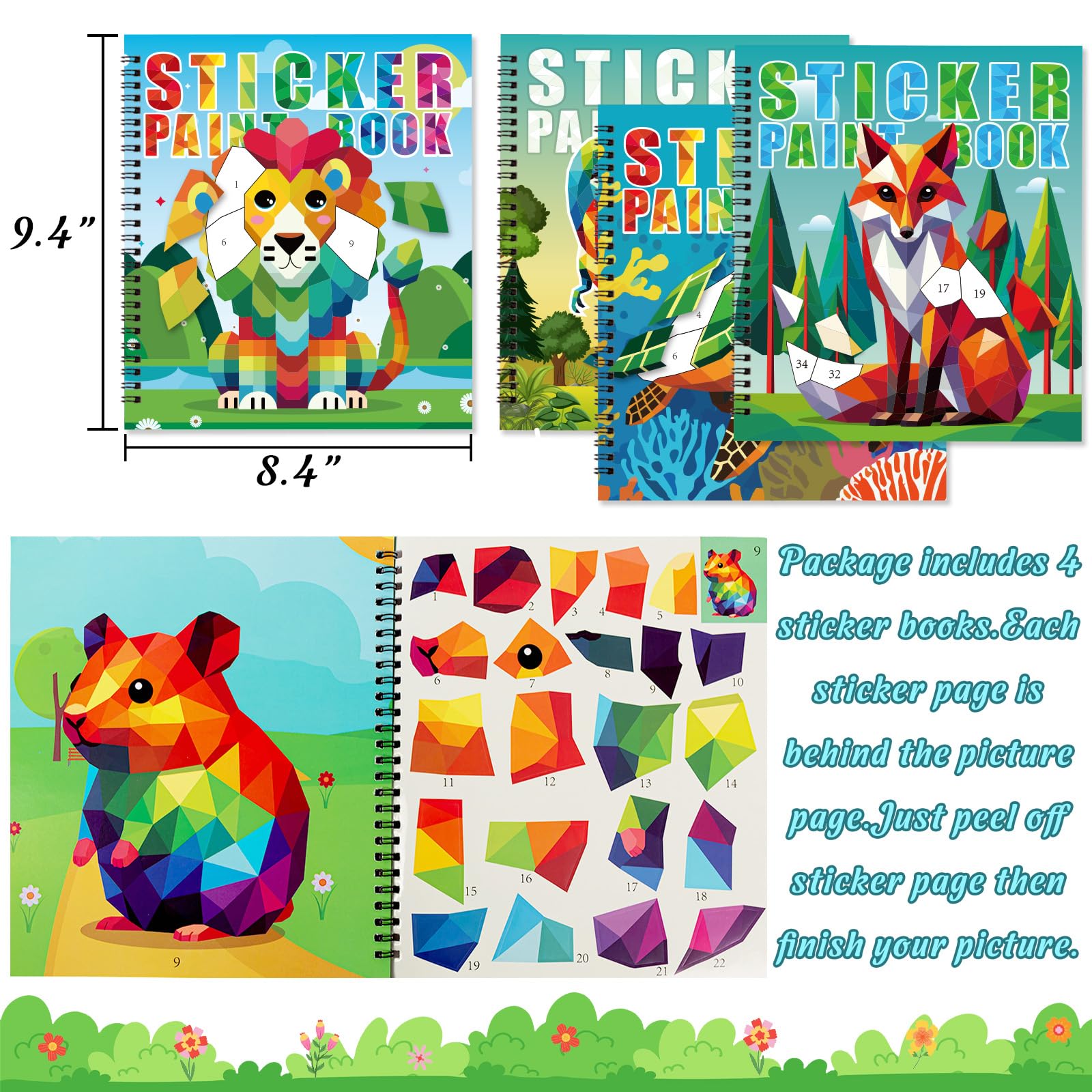 90shine land-animals sticker-page supports imaginative play and color coordination