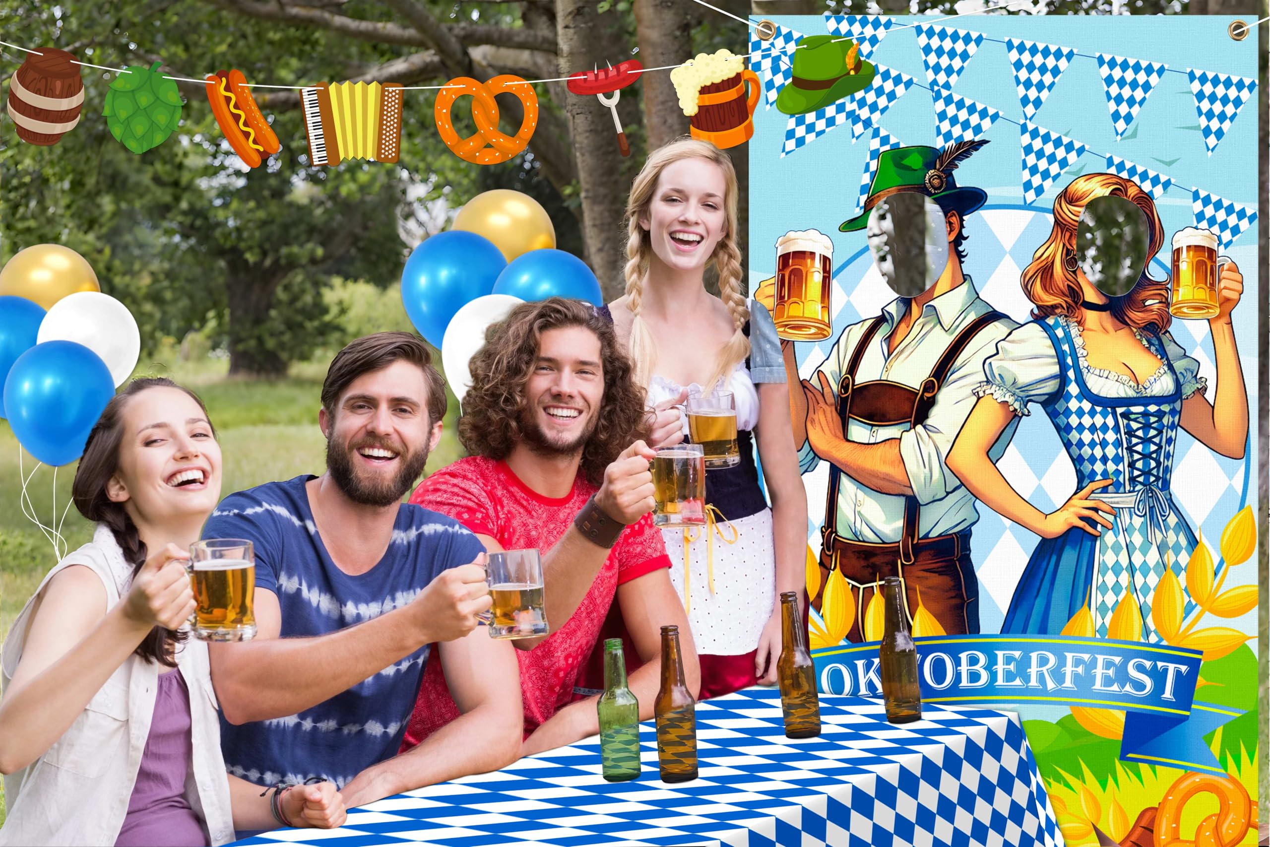 90shine Oktoberfest balloons collection features pretzel and checkered designs