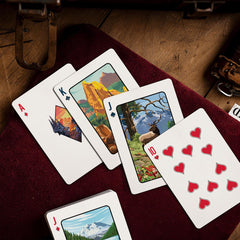 Linen texture close-up enhances handling and durability of cards.