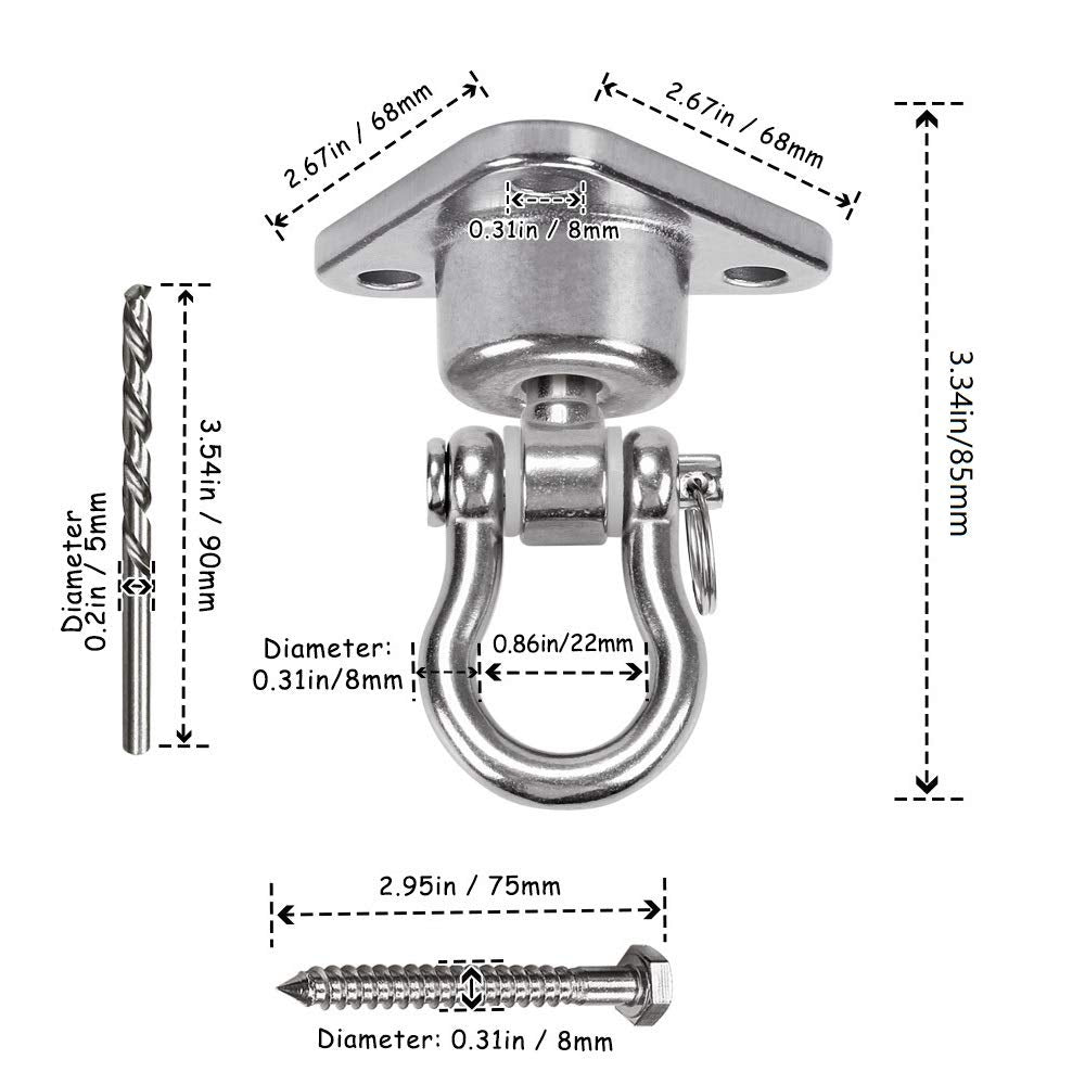 9M suspension hanger suitable for yoga hammocks, swings, and gym rigs.