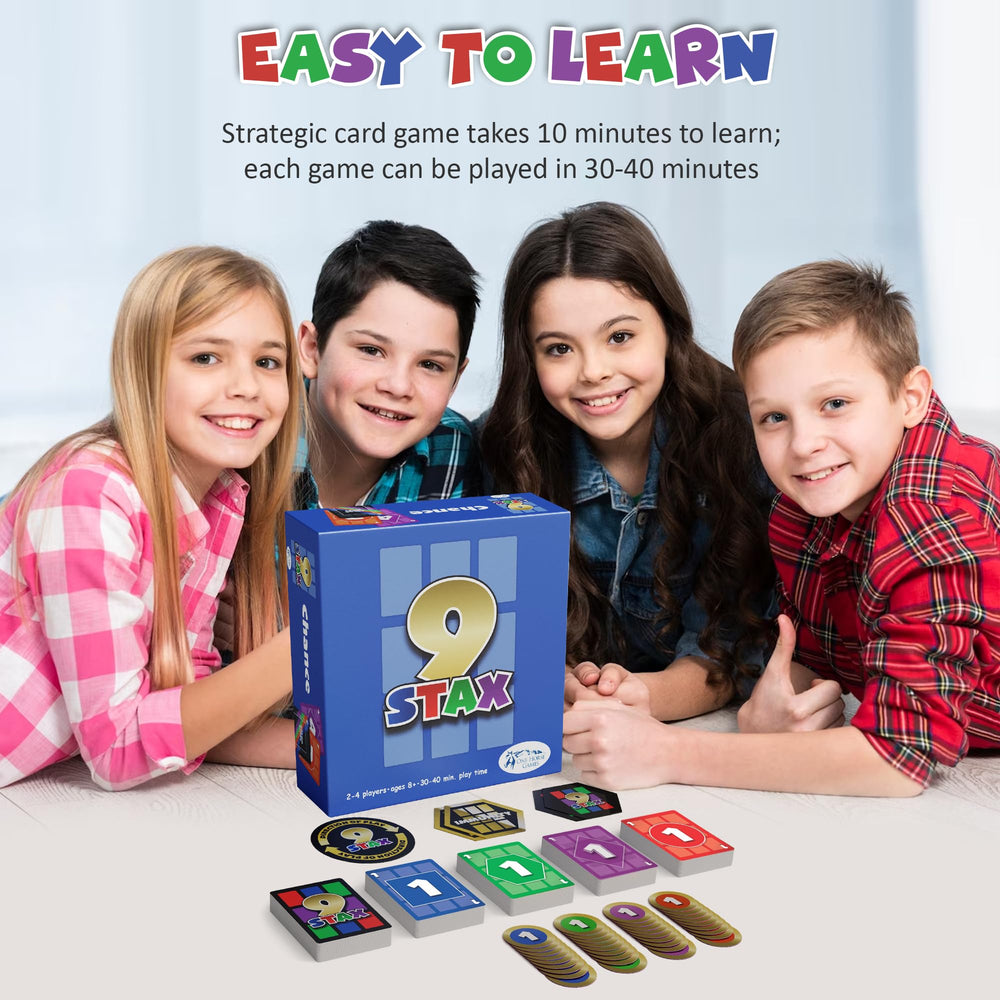 Game night setup illustrating social play with the 9Stax base game.
