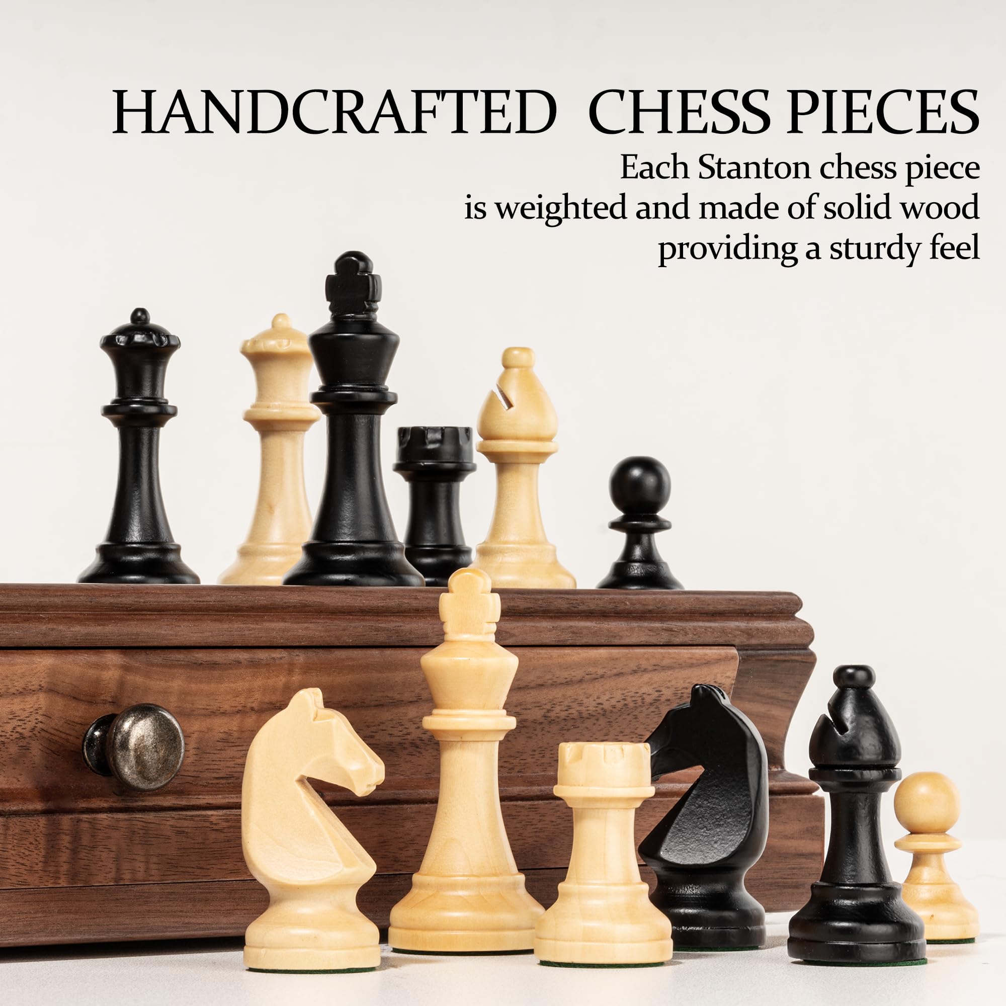 A&A triple-weighted pieces provide stable, confident play during games.
