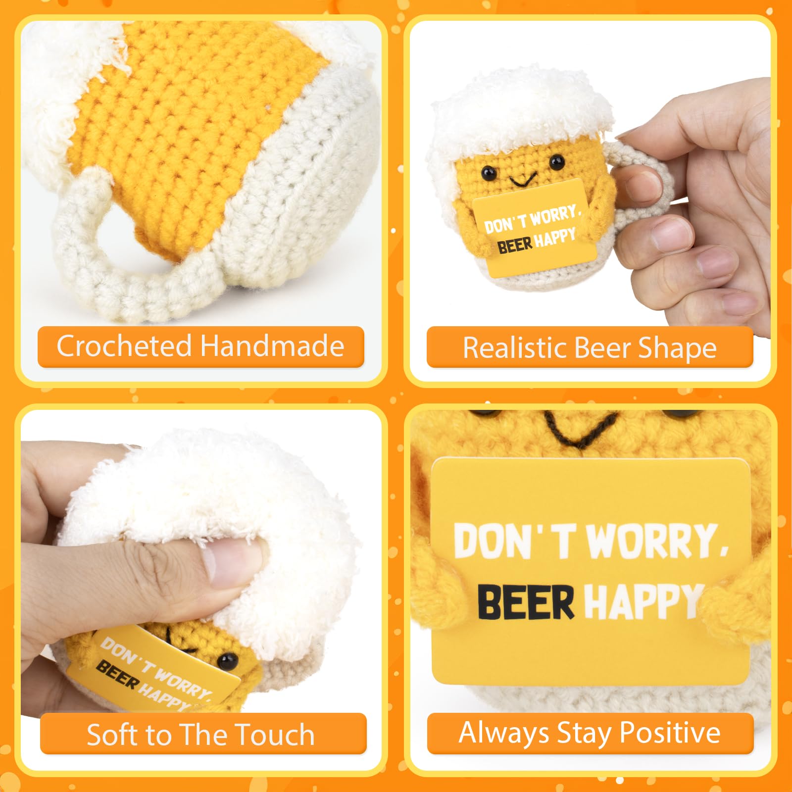 A AIFAMY emotional beer crochet with positive card is a thoughtful pick-me-up