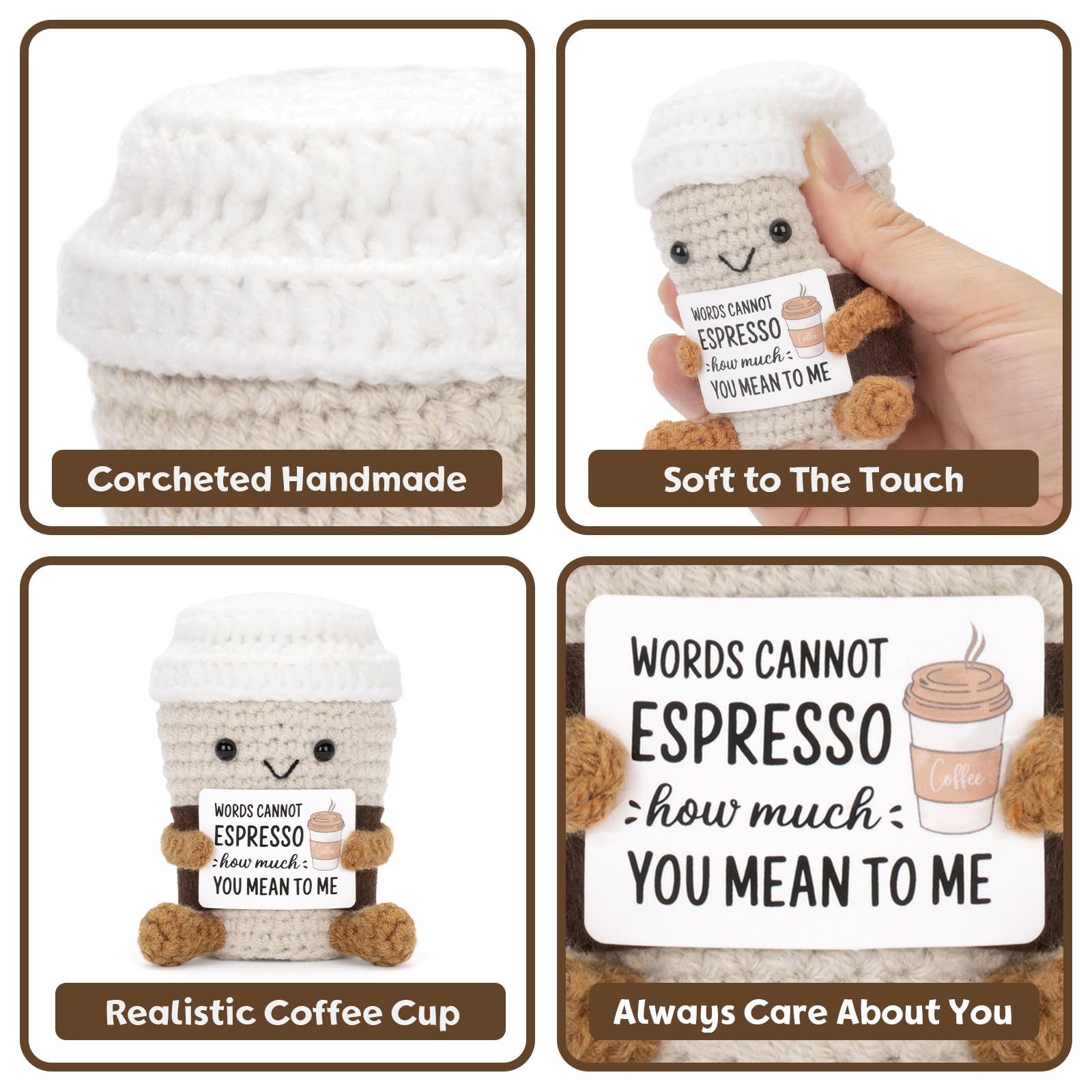 A AIFAMY Positive Coffee doll placed in a gift basket for a playful surprise