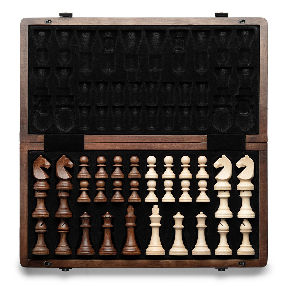 A&amp;A 15-inch magnetic chess board offers a flat play surface for smooth moves.