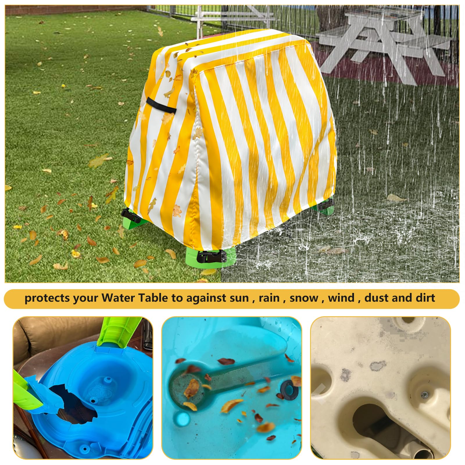 Aacabo water-table-cover-dust-proof blocks debris while keeping play area tidy.