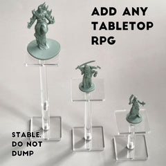 AAiphuwew clear acrylic stand preserving terrain while elevating miniatures