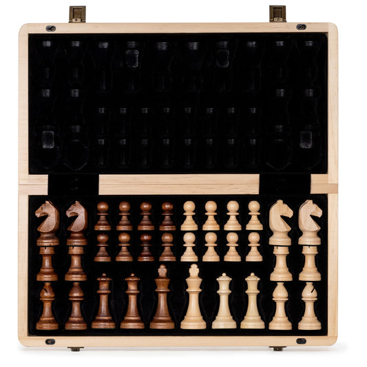 A&amp;A 15-inch foldable chess board laid flat for stable play on any surface.