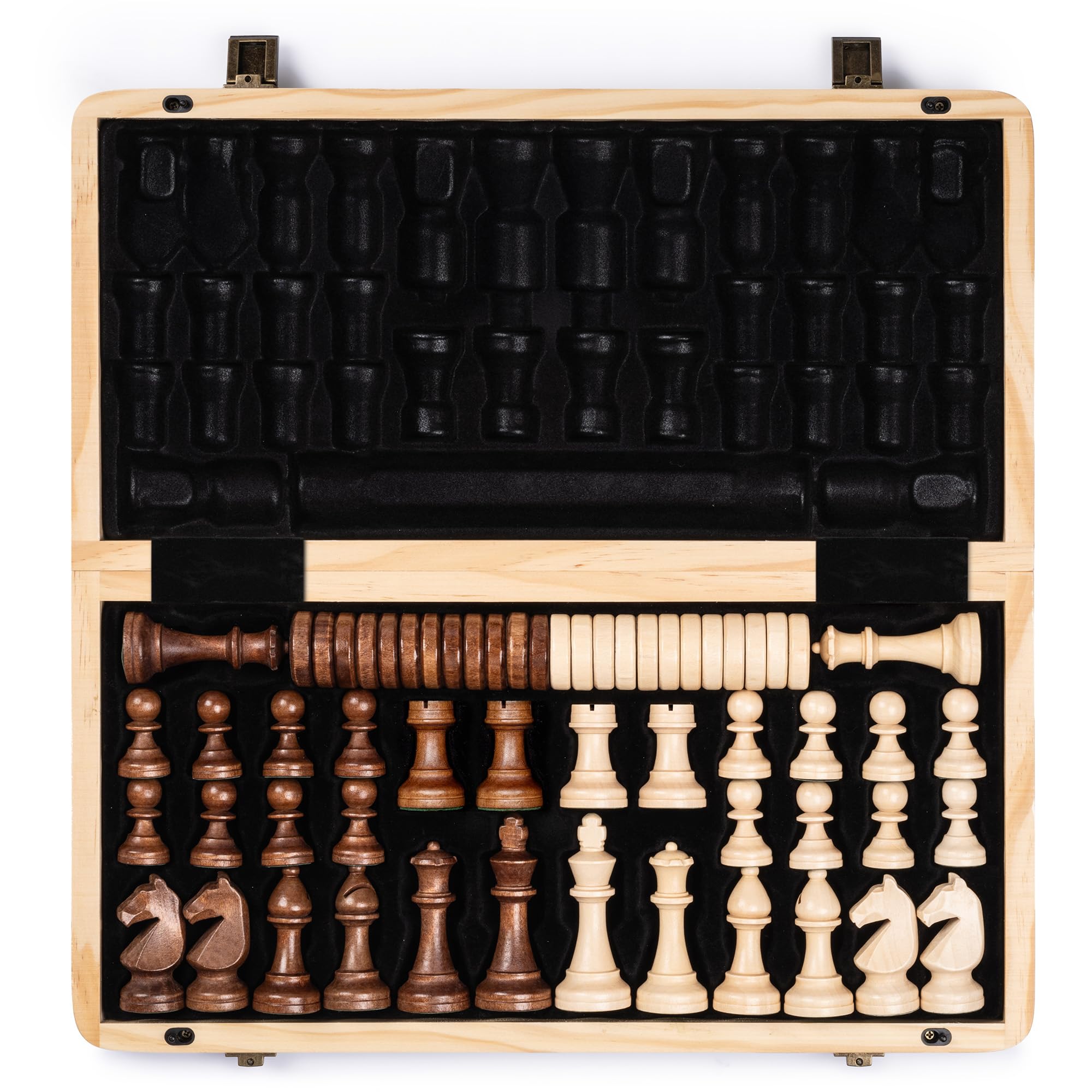 A&A 15-inch magnetic wooden chess board ready for premium play