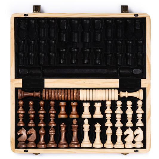 A&A 15-inch magnetic wooden chess board ready for premium play