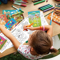 Aannanl travel-size activity books designed for road trips and flights.