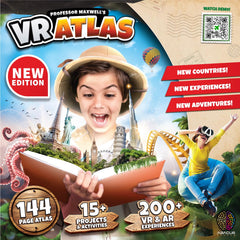 Abacus Brands Professor Maxwell's VR Atlas kit contents with 3D puzzles.