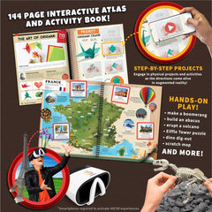 Abacus Brands Professor Maxwell's VR Atlas world pages showing topography and culture.
