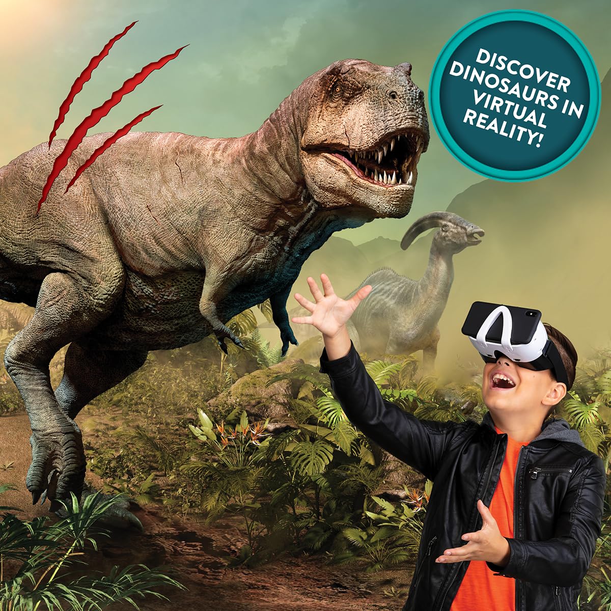 Abacus Brands STEAM Dino Dig dig-out kit with tools supports tactile fossil excavation at home.
