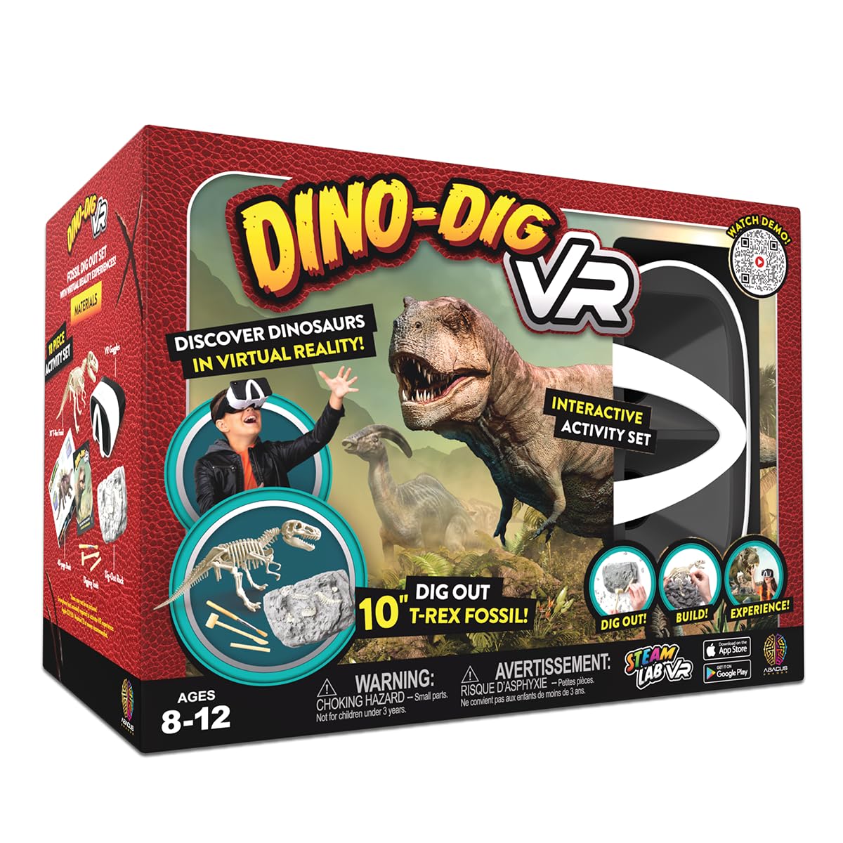 Abacus Brands STEAM Dino Dig front view shows a complete learning kit for hands on exploration.