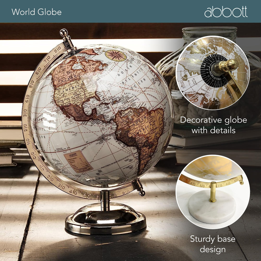 Abbott Latitude 10 globe stand displays the spinning globe with stable support.