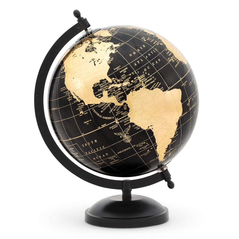 Abbott Collection Latitude 10 spinning globe in gold and black adds elegant desk decor.