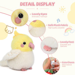 ABEARCAR Cockatiel plush fur detail, soft texture ideal for cuddle sessions.