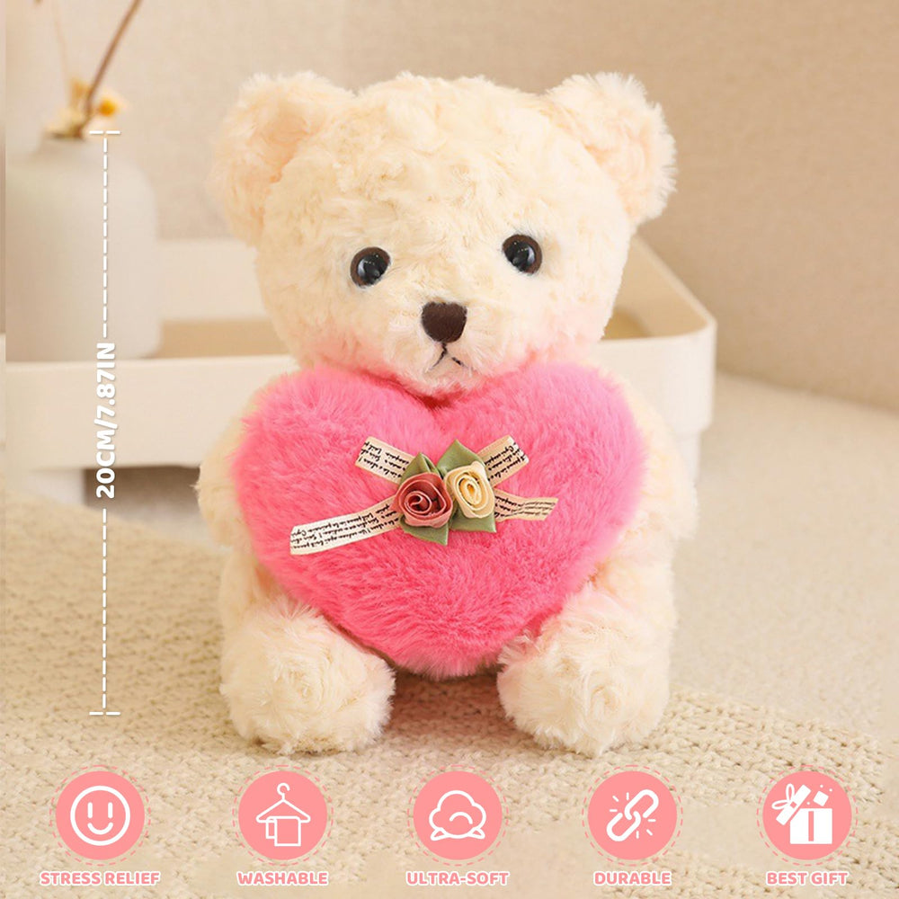 ABEARCAR Mother's Day teddy bear, plush toy with pink heart, comforting and charming.
