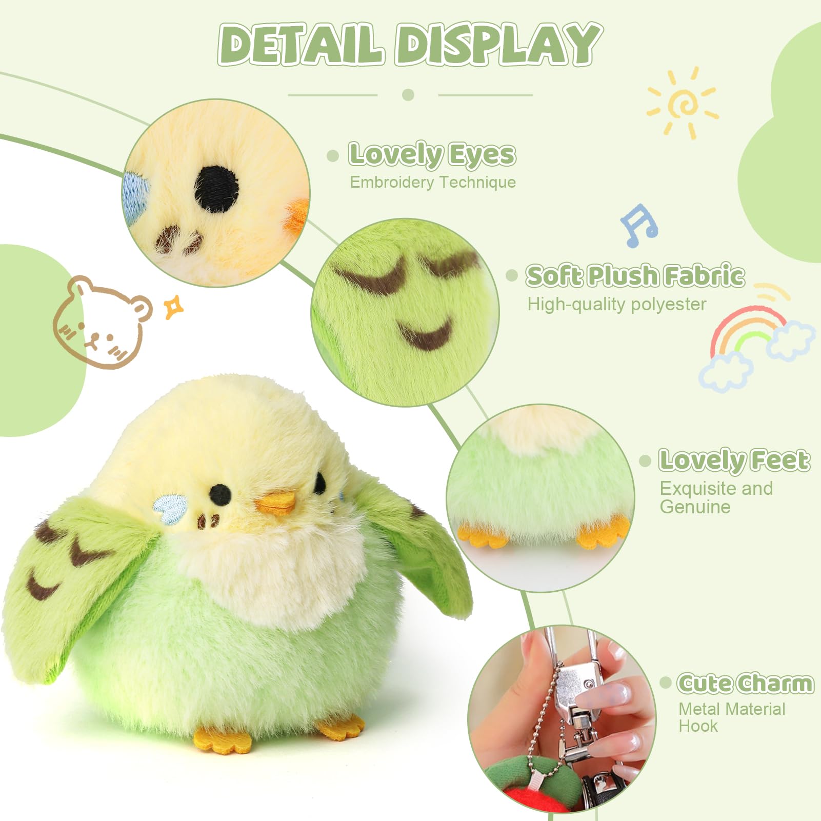 ABEARCAR parakeet plush in gift box, ready for gifting.