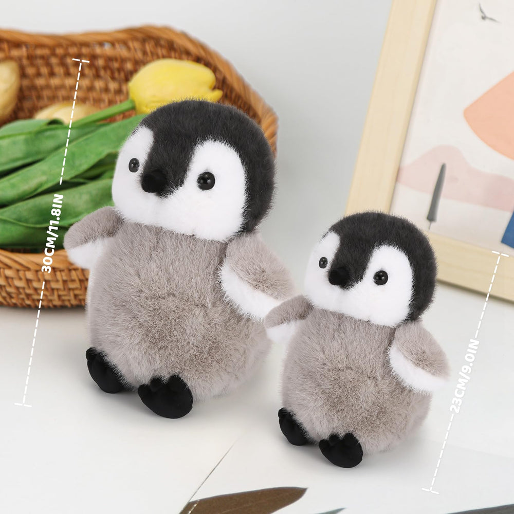 ABEARCAR penguin plush large 11-inch close-up fur texture