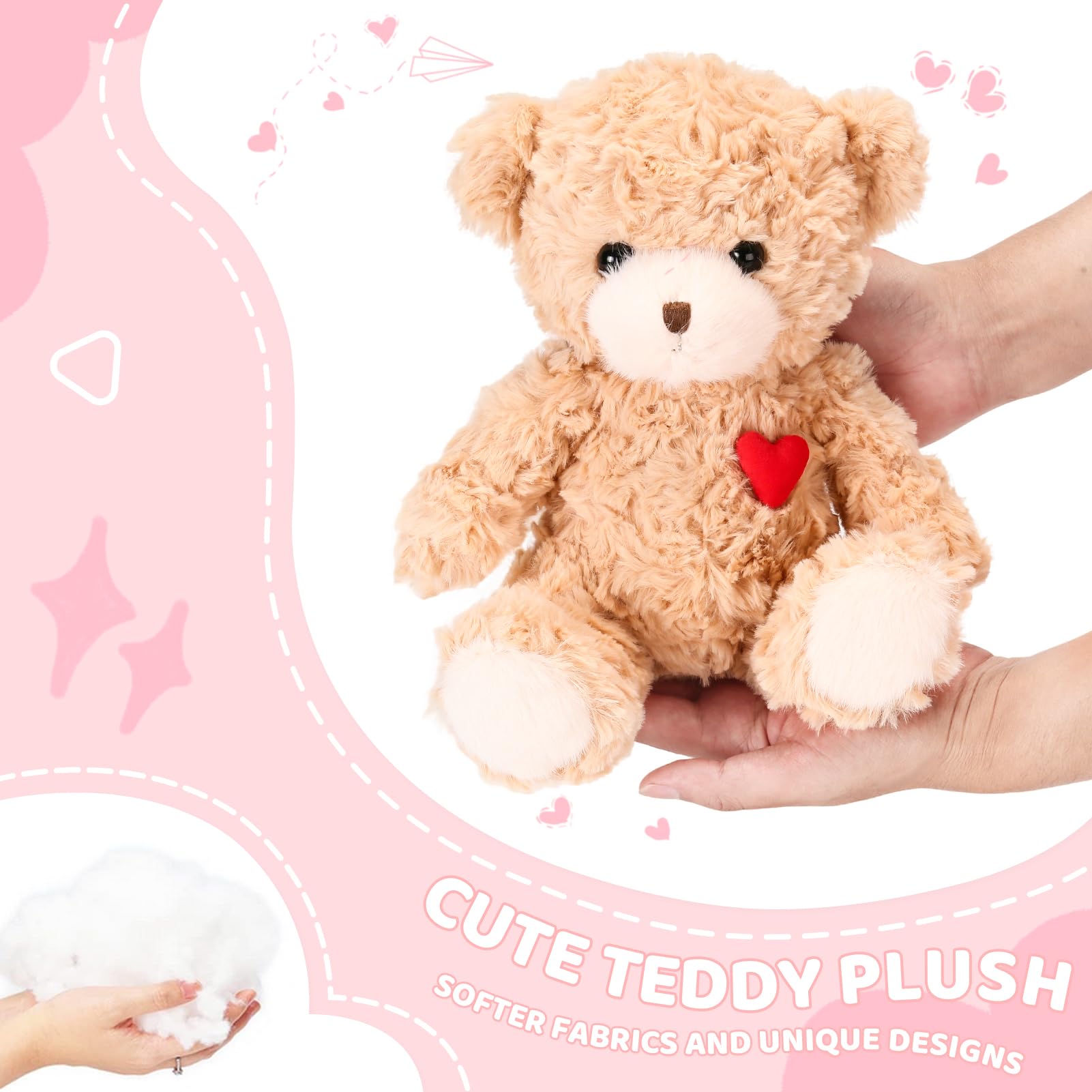 ABEARCAR Red Heart Teddy Bear care label confirms machine washable care