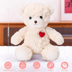ABEARCAR Red Heart Teddy Bear soft fabric emphasizes cozy snuggles.