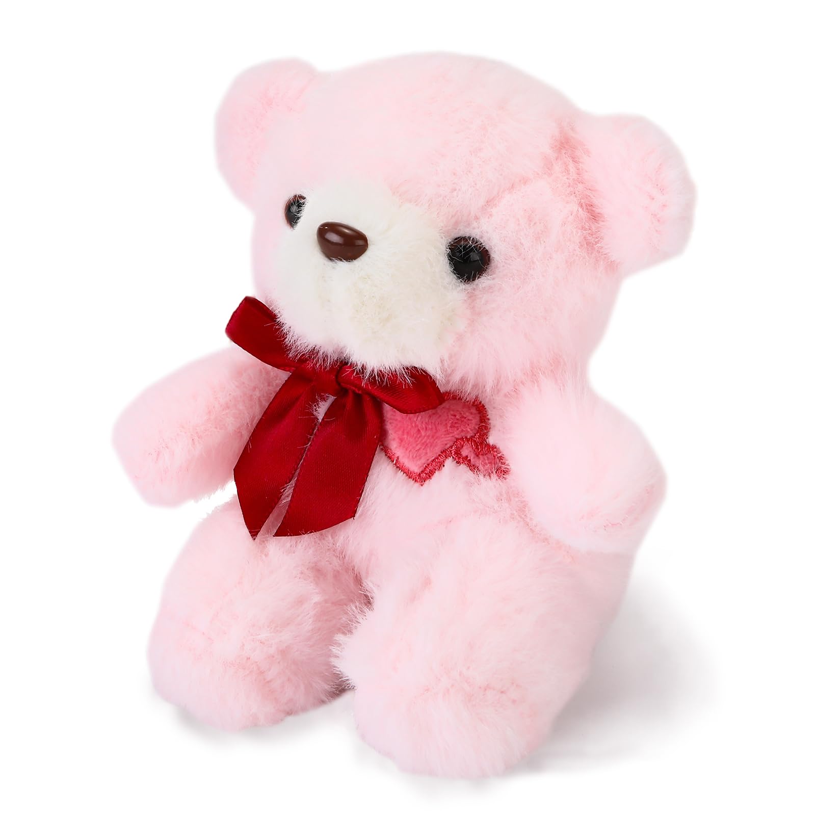 ABEARCAR teddy bear with red bow, serves as a cute bag charm.